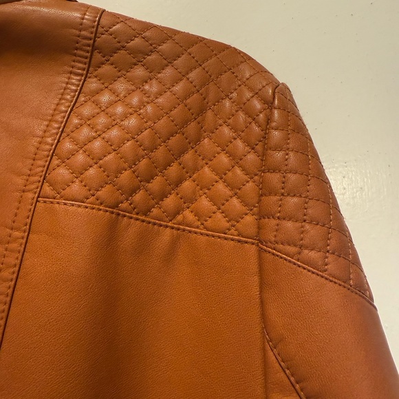 Black Rivet Brand - Brown Faux Leather Moto Jacket | Quilted | Size L - Picture 4 of 6